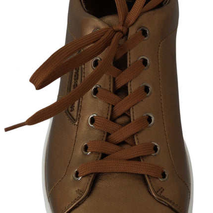 Dolce & Gabbana Gold Leather Mens Casual Sneakers