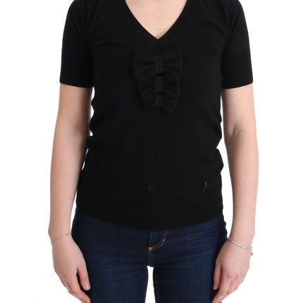 MARGHI LO' Black 100% Lana Wool Blouse Women T-shirt Top