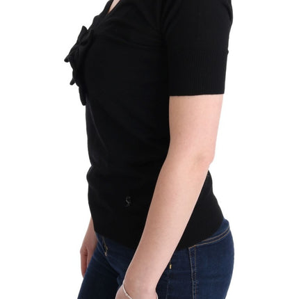 MARGHI LO' Black 100% Lana Wool Blouse Women T-shirt Top