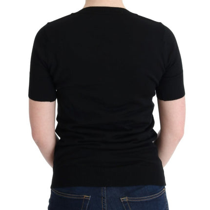 MARGHI LO' Black 100% Lana Wool Blouse Women T-shirt Top