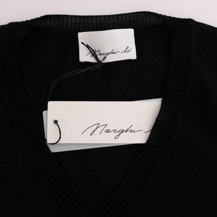 MARGHI LO' Black 100% Lana Wool Blouse Women T-shirt Top