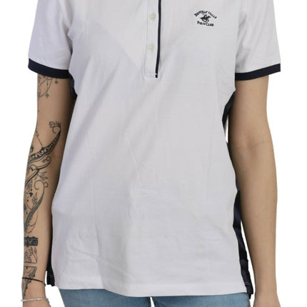Beverly Hills Cotton White Collared Short Sleeve Top