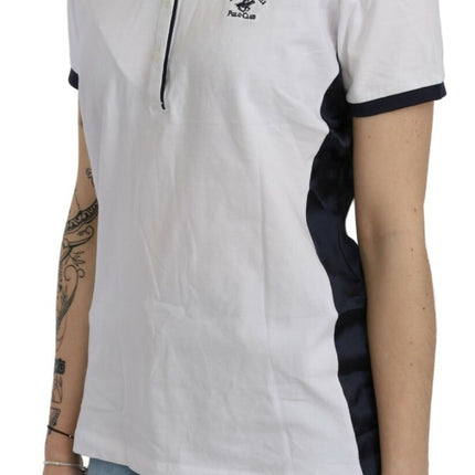 Beverly Hills Cotton White Collared Short Sleeve Top