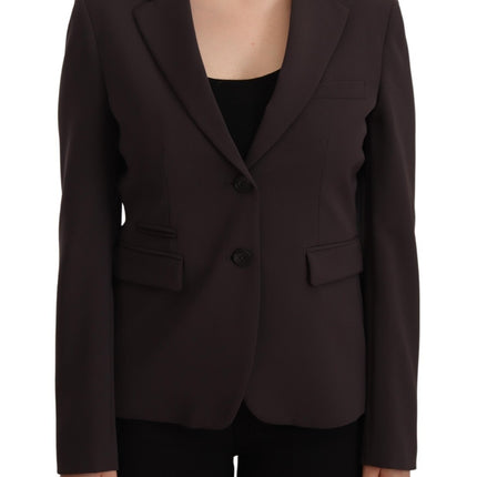 F.IT Brown Long Sleeve Single Breasted Women Jacket Blazer