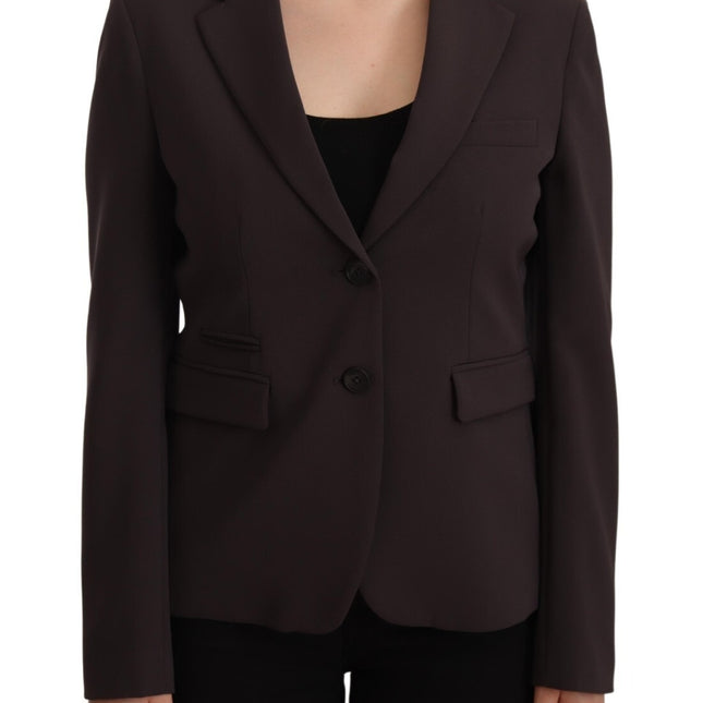 F.IT Brown Long Sleeve Single Breasted Women Jacket Blazer