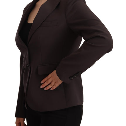 F.IT Brown Long Sleeve Single Breasted Women Jacket Blazer