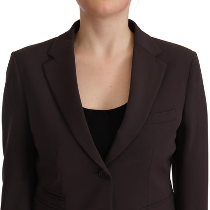 F.IT Brown Long Sleeve Single Breasted Women Jacket Blazer