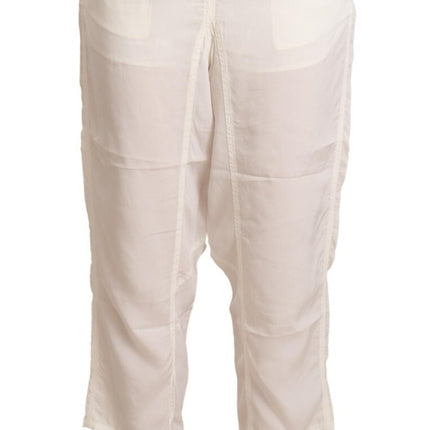 Maison Margiela White High Waist Cropped Women Trouser Pants