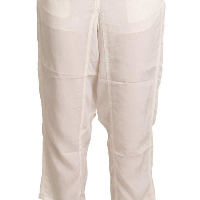 Maison Margiela White High Waist Cropped Women Trouser Pants