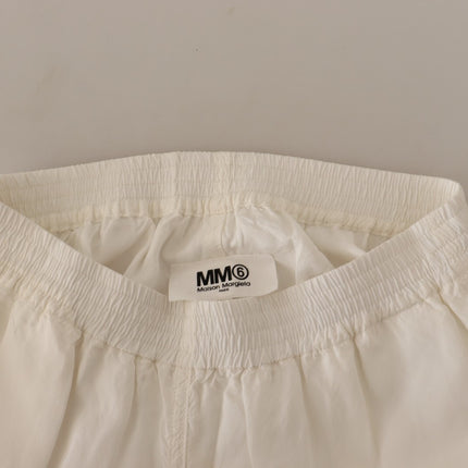 Maison Margiela White High Waist Cropped Women Trouser Pants