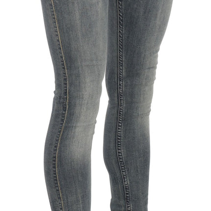 PLEIN SUD Blue Washed Low Waist Slim Fit Skinny Denim Casual Jeans
