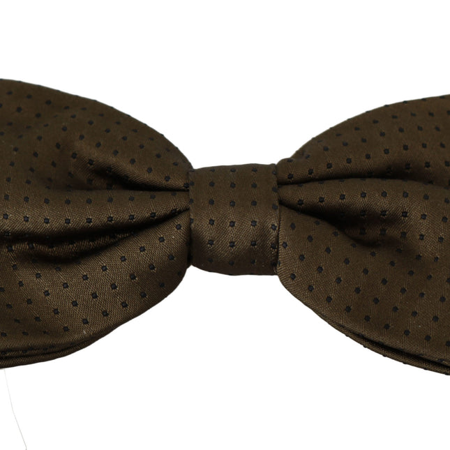 Dolce & Gabbana Brown Polka Dots Silk Adjustable Neck Papillon Men Bow Tie