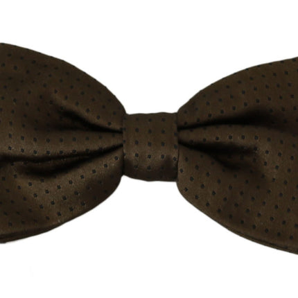 Dolce & Gabbana Brown Polka Dots Silk Adjustable Neck Papillon Men Bow Tie