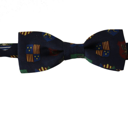 Dolce & Gabbana Blue Flags 100% Silk Adjustable Neck Papillon Men Bow Tie