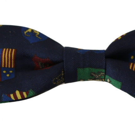 Dolce & Gabbana Blue Flags 100% Silk Adjustable Neck Papillon Men Bow Tie