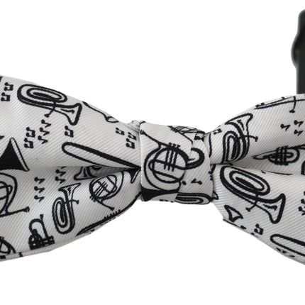 Dolce & Gabbana White Instruments Adjustable Neck Papillon Men Bow Tie