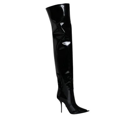 Dolce & Gabbana Black Leather Over The Knee