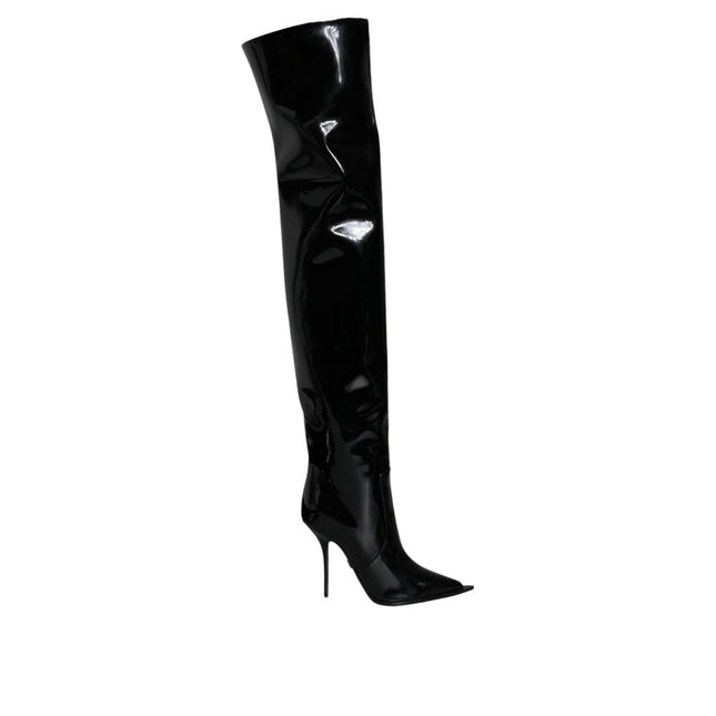 Dolce & Gabbana Black Leather Over The Knee