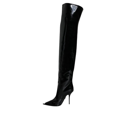 Dolce & Gabbana Black Leather Over The Knee