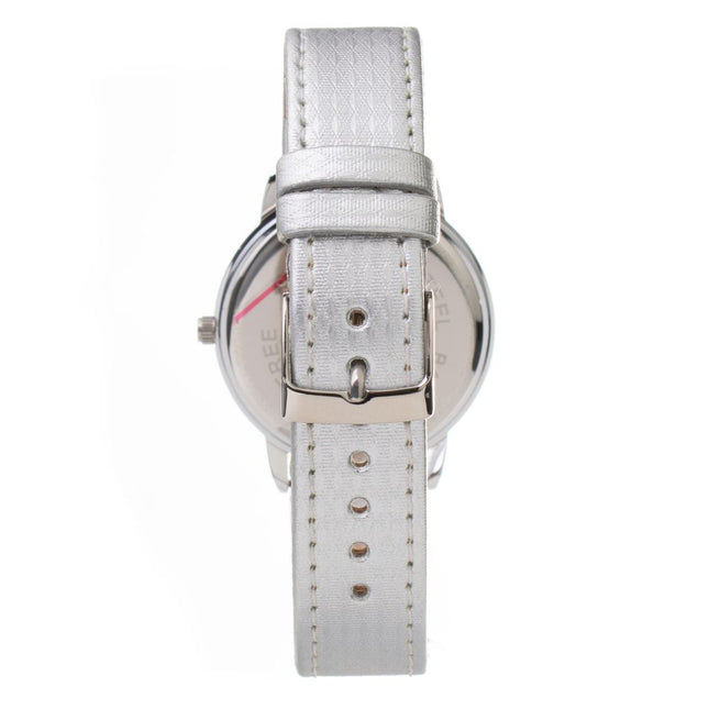 ARABIANS Silver Leather Dress Watch