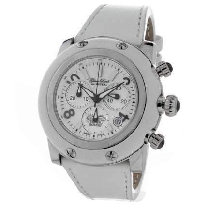 GLAM ROCK Black Leather Dress Watch
