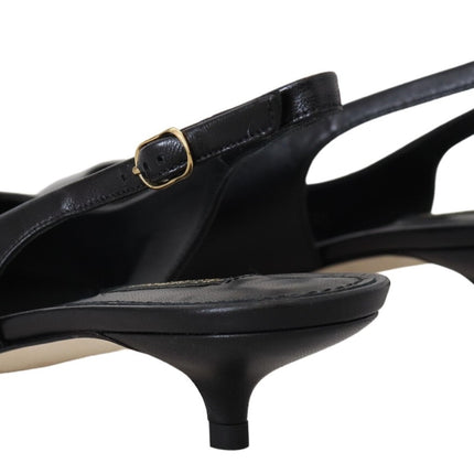 Dolce & Gabbana Black Leather Slingbacks Heels Pumps Shoes