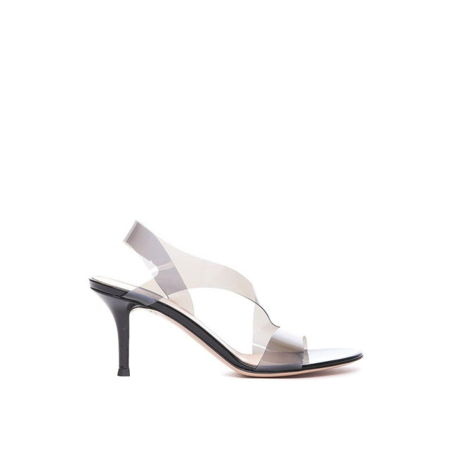 Gianvito Rossi Black Rubber Stiletto Heel Sandals