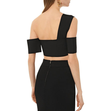 Alexander McQueen Black Elastane Tank Tops