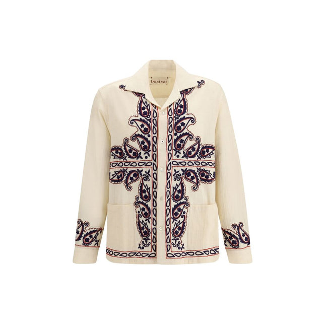 Baziszt Beige Silk Pattern Shirt