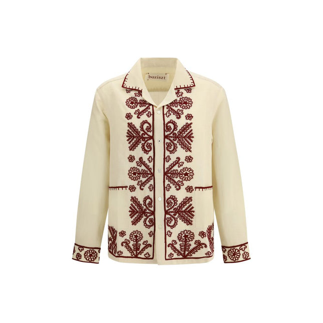Baziszt Beige Hemp Pattern Shirt