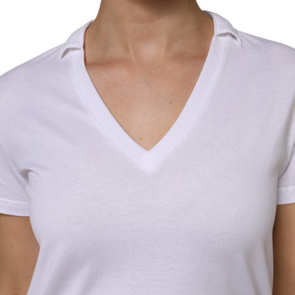 Dolce & Gabbana White V-Neck Cotton Short Sleeves T-shirt