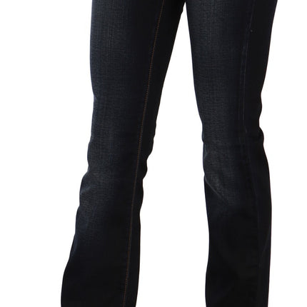 John Galliano Blue Washed Mid Waist Regular Leg Boot Cut Denim Jeans