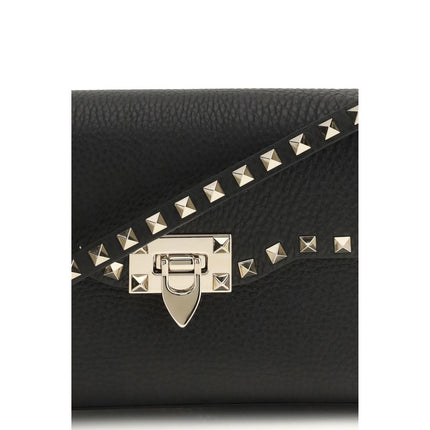 Valentino Garavani Black Calf Leather Bos Taurus Shoulder Bag