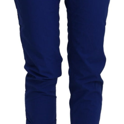CYCLE Cotton Royal Blue High Waist Skinny Cropped Trouser Pants