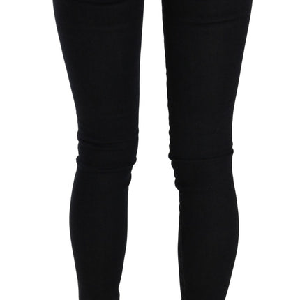 Costume National Black Low Waist Zipper Leg Skinny Denim Jeans