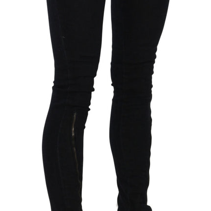 Costume National Black Low Waist Zipper Leg Skinny Denim Jeans