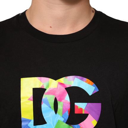 Dolce & Gabbana Black Logo Print Cotton Crew Neck T-shirt