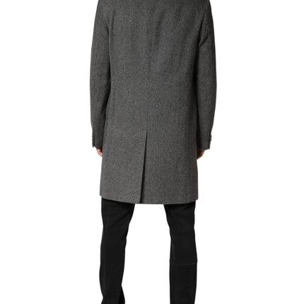 Dolce & Gabbana Gray Single Breasted Men Trench Coat Jacket