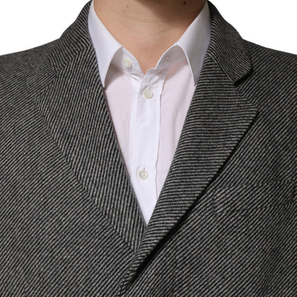 Dolce & Gabbana Gray Single Breasted Men Trench Coat Jacket