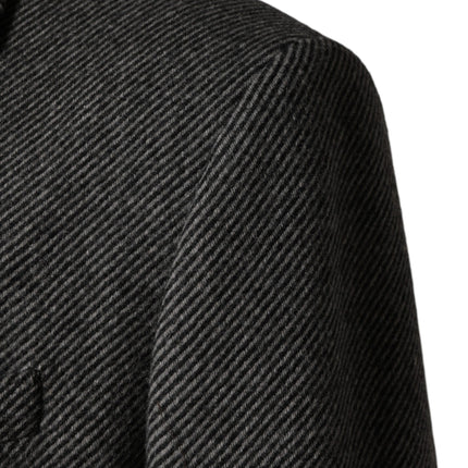 Dolce & Gabbana Gray Single Breasted Men Trench Coat Jacket