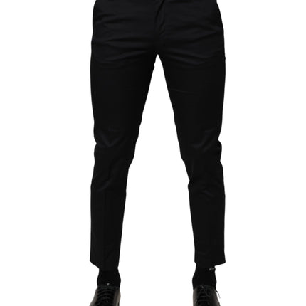 Dolce & Gabbana Dark Blue Cotton Skinny Dress Trouser Pants