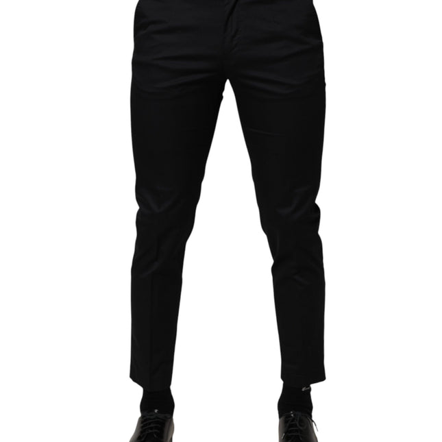 Dolce & Gabbana Dark Blue Cotton Skinny Dress Trouser Pants