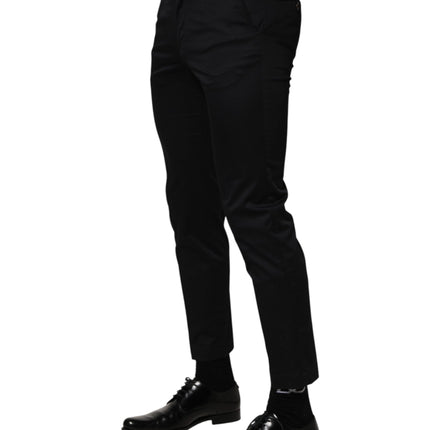 Dolce & Gabbana Dark Blue Cotton Skinny Dress Trouser Pants
