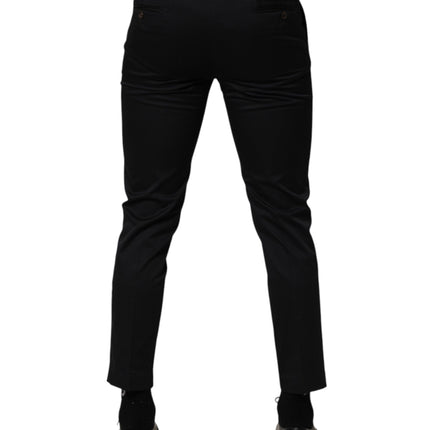 Dolce & Gabbana Dark Blue Cotton Skinny Dress Trouser Pants