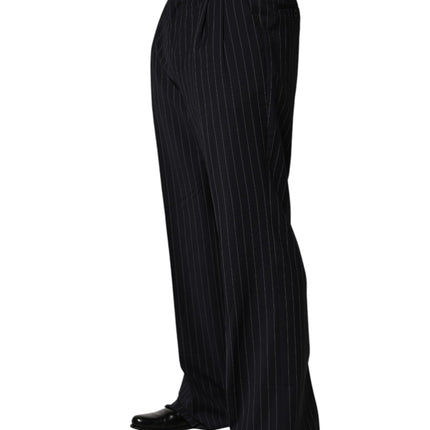 Dolce & Gabbana Black Stripe Straight Men Dress Trouser Pants