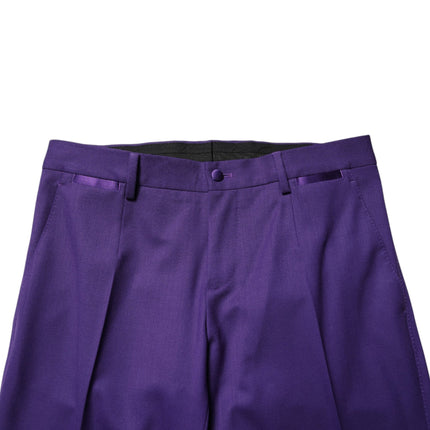 Dolce & Gabbana Purple Wool Skinny Dress Men Trouser Pants