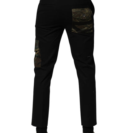 Dolce & Gabbana Black Cotton Skinny Dress Cargo Trouser Pants
