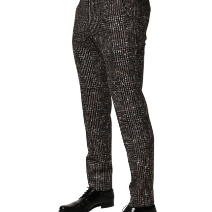 Dolce & Gabbana Brown Wool Plaid Skinny Dress Trouser Pants