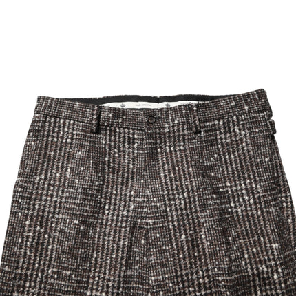 Dolce & Gabbana Brown Wool Plaid Skinny Dress Trouser Pants