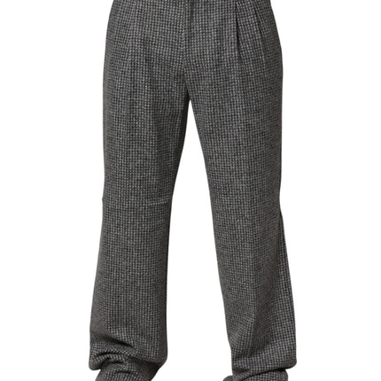 Dolce & Gabbana Gray Houndstooth Straight Dress Trouser Pants